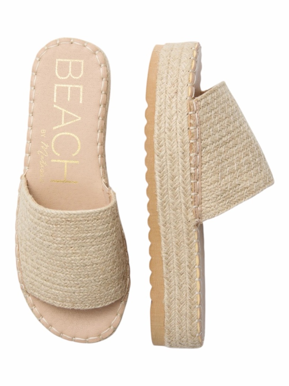 Beach by Matisse – Del Mar Platform Slide Sandals Raffia Jute Natural – Sz. 8